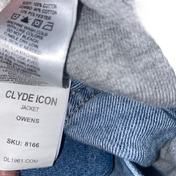 DL 1961 Clyde Icon Hoodie Denim Jacket Raw Hem Distressing Small - Picture 4 of 10